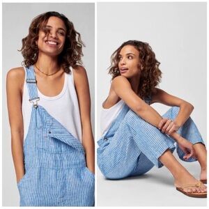 Faherty Linen Mechanic Striped Overalls